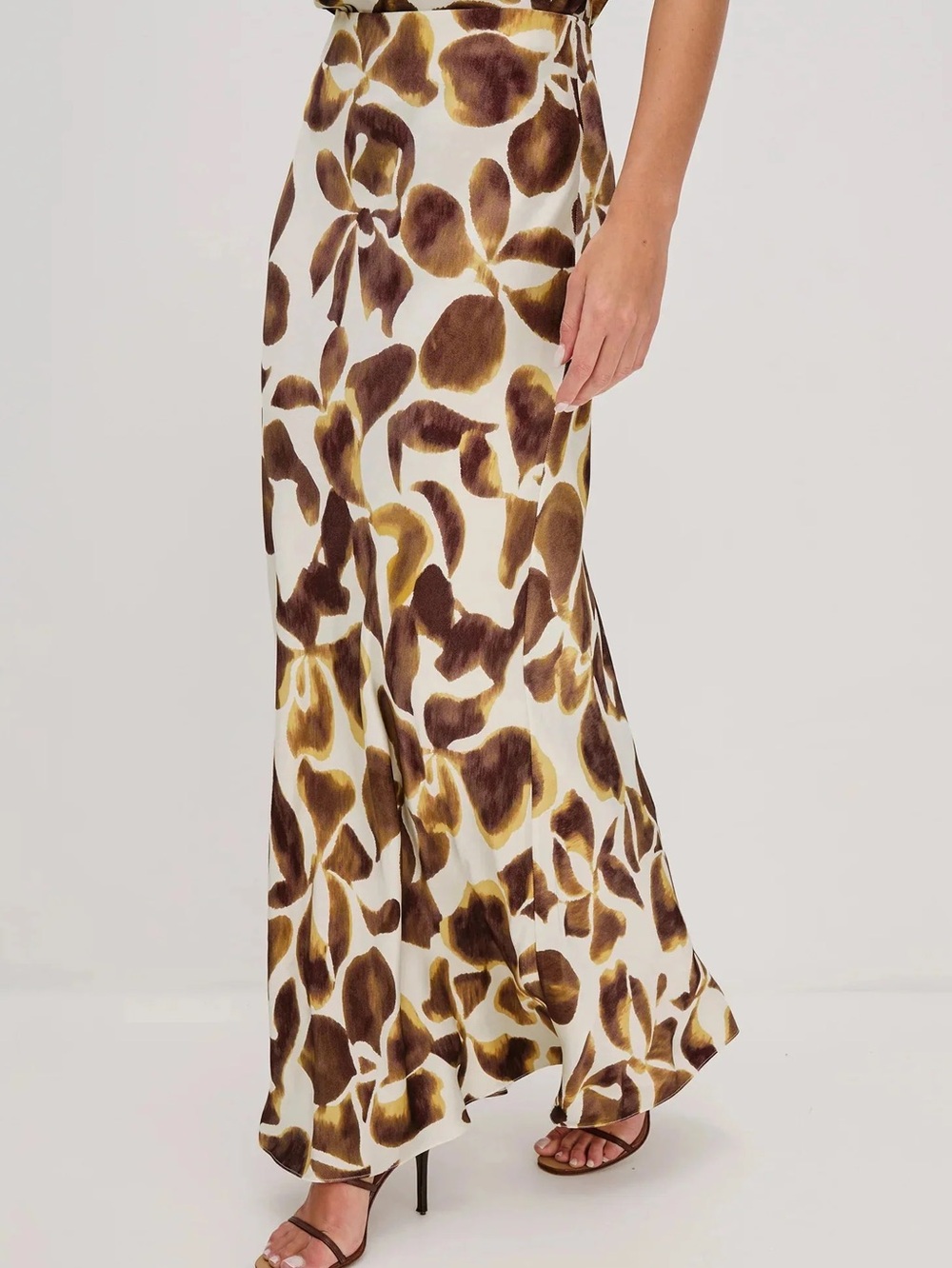 Rails Brown and Cream Printed A-Line Maxi Skirt